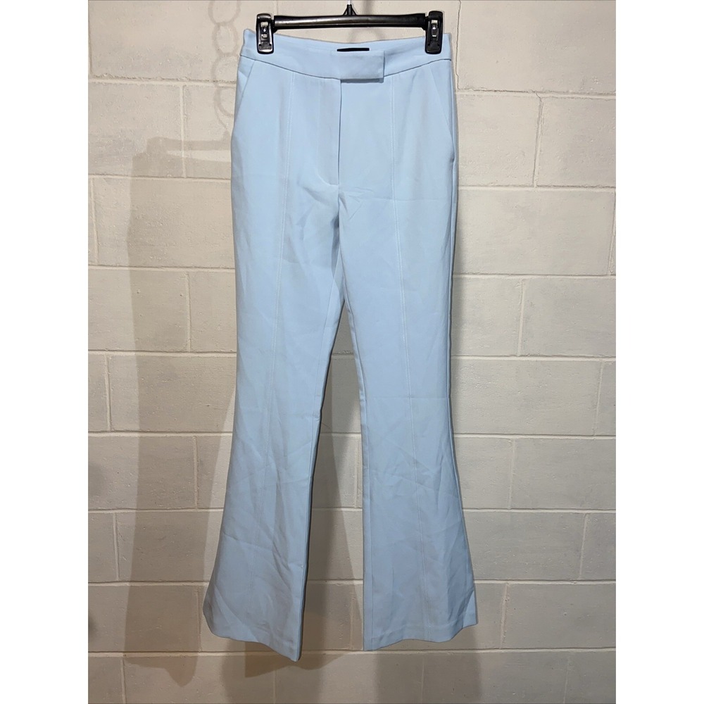 Generation Love Womens Lucca Crepe Pants 4 French Blue Flat Front Flare Business